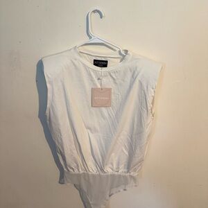 Kittenish White Sleeveless Bodysuit